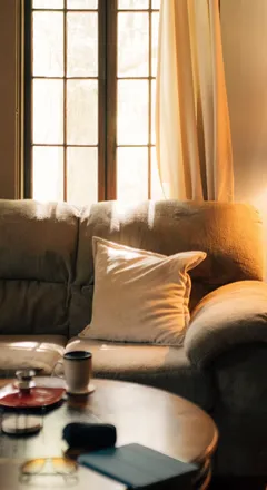 Sala de una casa con luz de tarde