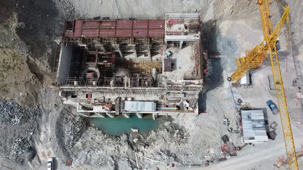 Vista aérea de una obra en construcción